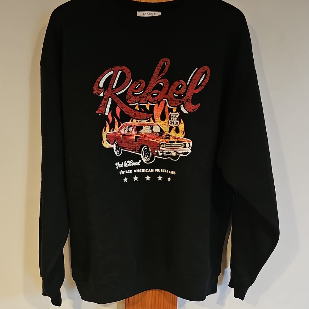 Refuge Black and Red Rebel Crewneck Sweater